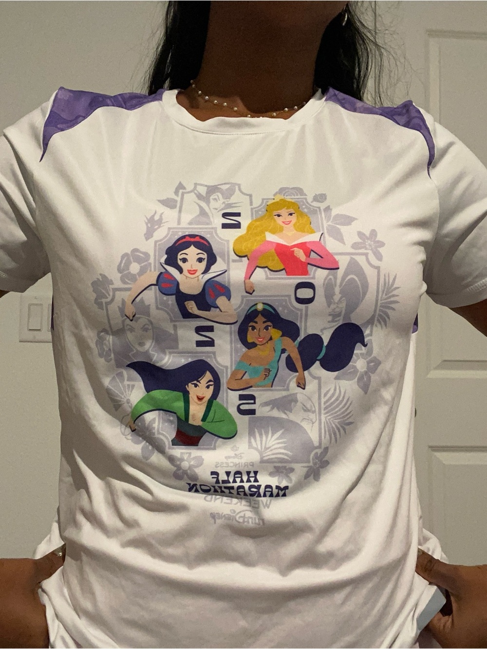 RunDisney White Tee with Purple Accents and Princesses Art- Half Marathon